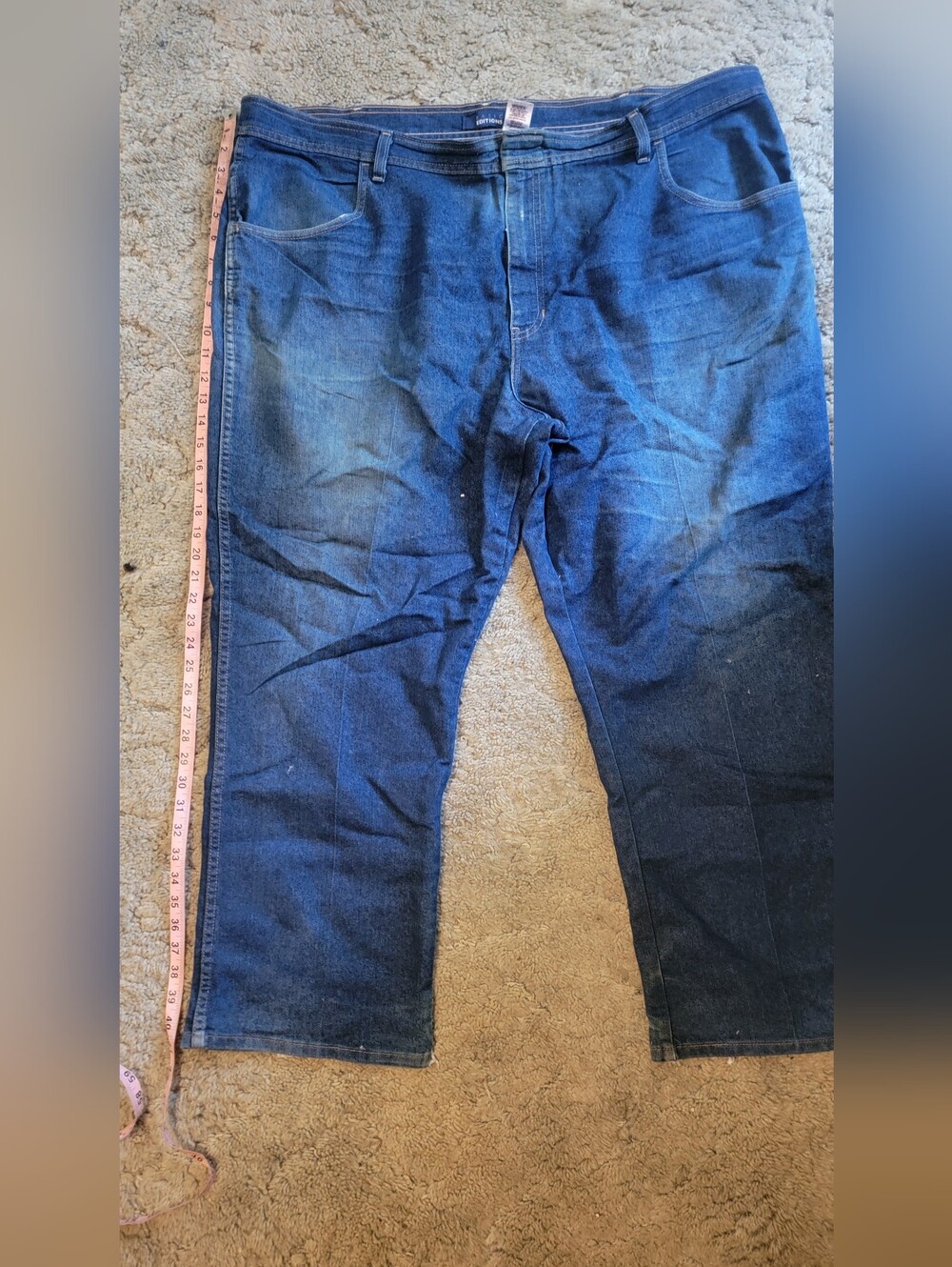 Basic Editions Men’s Relaxed Dark Blue Denim Jeans